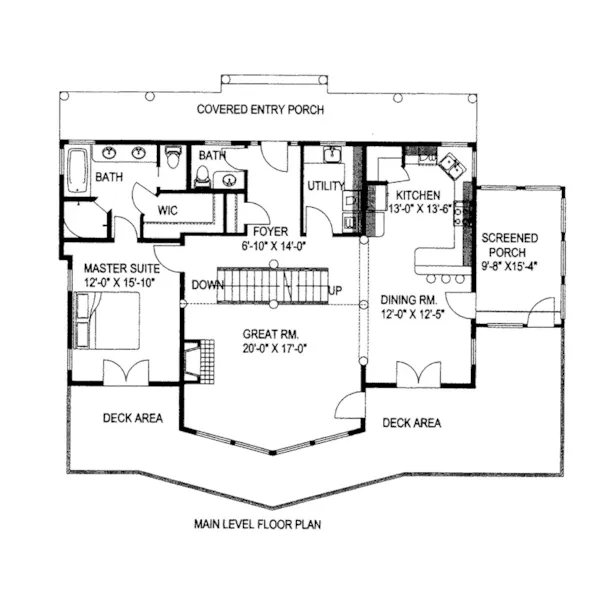 Craftsman House Plan First Floor - Eastern Passage Rustic Home 088D-0487 - Search House Plans and More