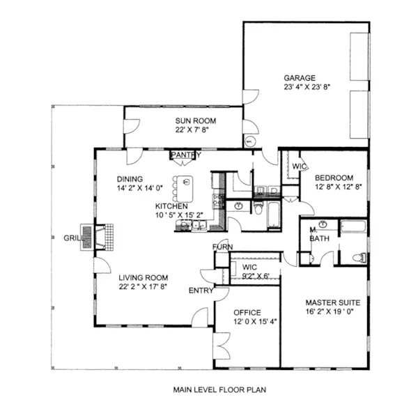 Ranch House Plan First Floor - Timber Country Cabin 088D-0500 - Shop House Plans and More