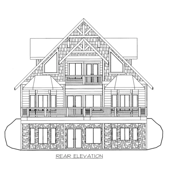 Vacation House Plan Rear Elevation - Indian Pointe Waterfront Home 088D-0541 - Search House Plans and More