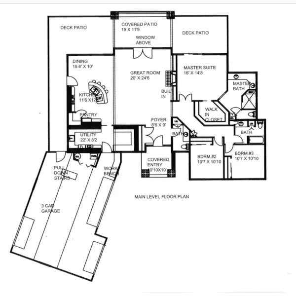 Vacation House Plan First Floor - Mitchell Point Ranch Home 088D-0575 - Shop House Plans and More