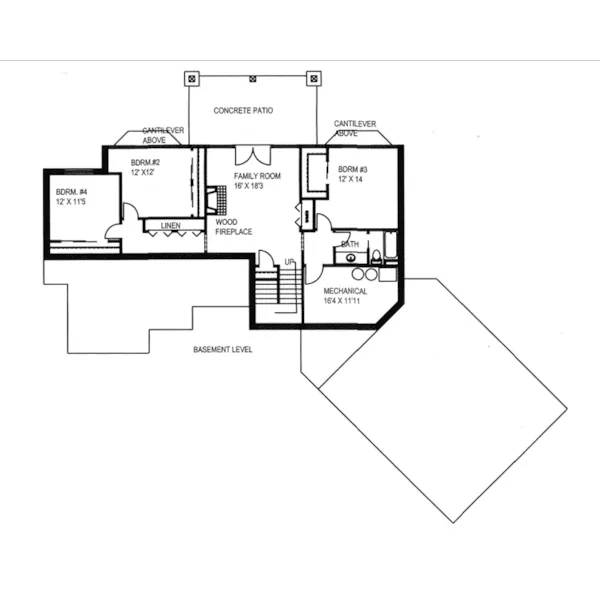 Lower Level Floor - 088D-0582 - Shop House Plans and More