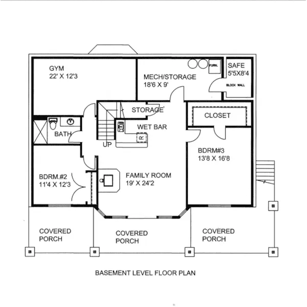 Lower Level Floor - 088D-0586 - Shop House Plans and More