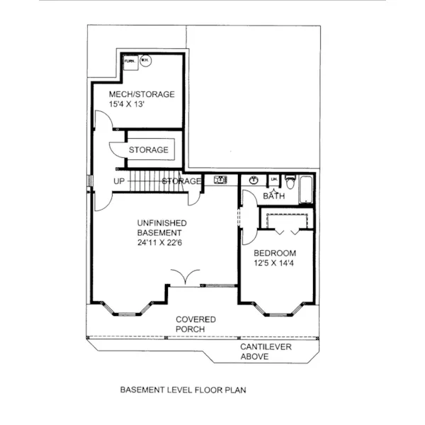 Ranch House Plan Lower Level Floor - Langston Bay Rustic Home 088D-0594 - Shop House Plans and More