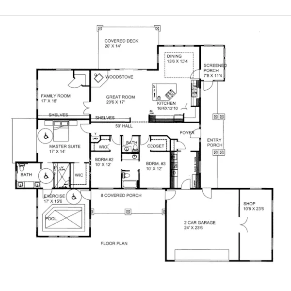 First Floor - 088D-0596 - Shop House Plans and More