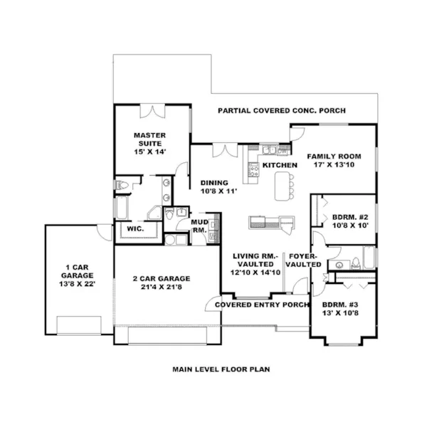 Ranch House Plan First Floor - 088D-0606 - Shop House Plans and More