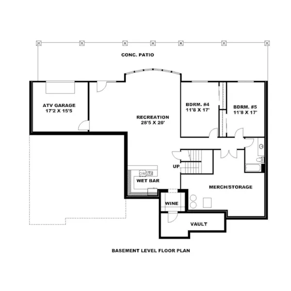 Lower Level Floor - 088D-0607 - Shop House Plans and More