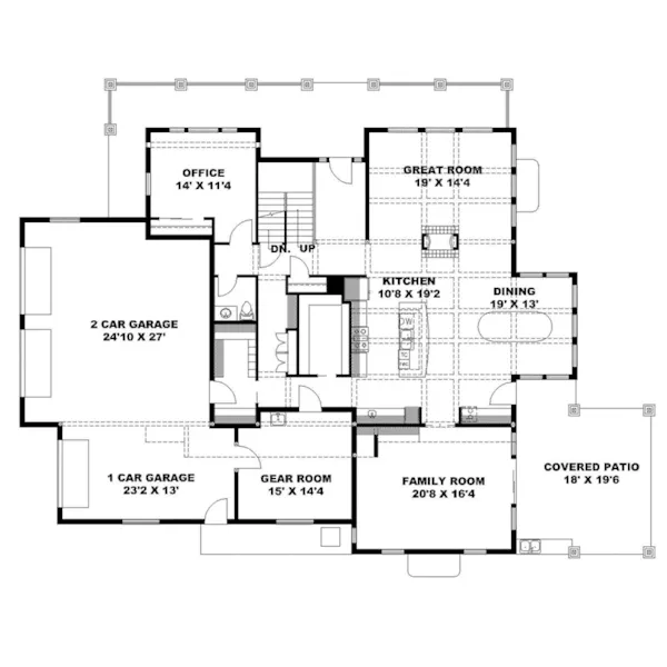 Traditional House Plan First Floor - Merridith Craftsman Home 088D-0608 - Shop House Plans and More