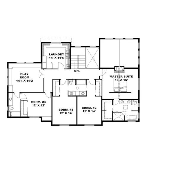 Traditional House Plan Second Floor - Merridith Craftsman Home 088D-0608 - Shop House Plans and More