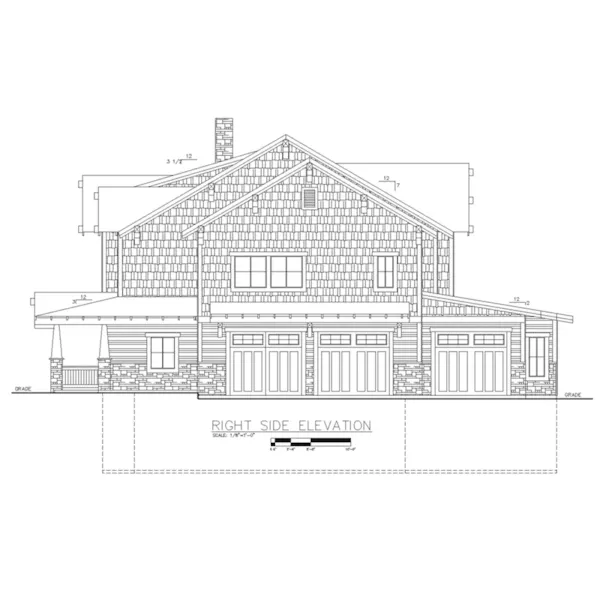 Traditional House Plan Right Elevation - Merridith Craftsman Home 088D-0608 - Shop House Plans and More