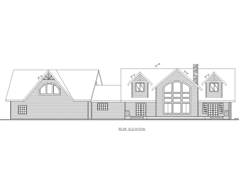 Log Cabin House Plan Rear Elevation - 088D-0614 - Shop House Plans and More