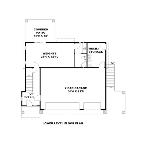 Mountain House Plan Lower Level Floor - Mirasol Modern Beach Home 088D-0615 - Shop House Plans and More