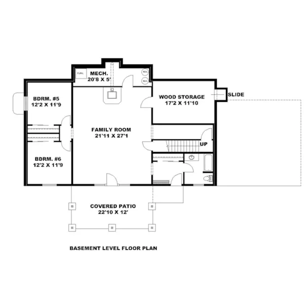 Modern House Plan Lower Level Floor - 088D-0617 - Shop House Plans and More