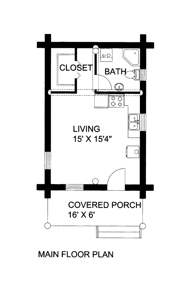 Log Cabin House Plan First Floor - 088D-0637 - Shop House Plans and More