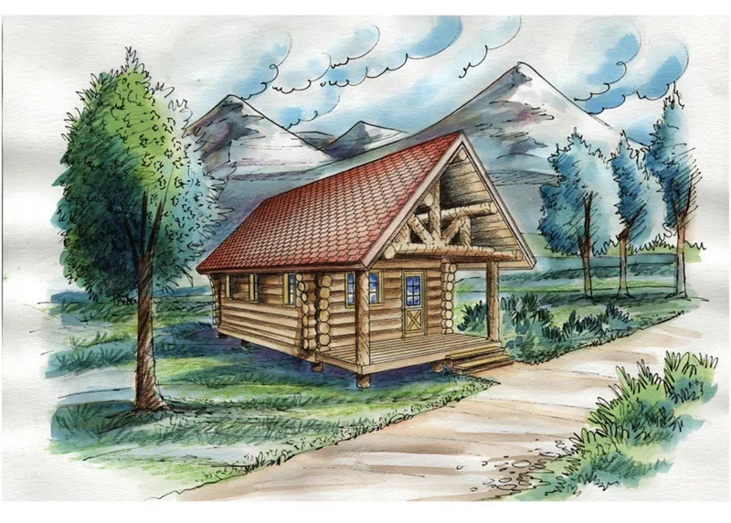 Log Cabin House Plan Front of Home - 088D-0637 - Shop House Plans and More