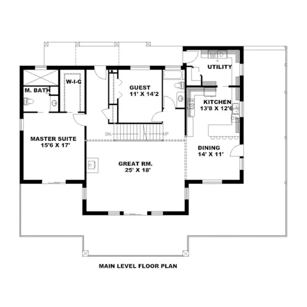 Rustic House Plan First Floor - Great Spirit Bluff Lake Home 088D-0638 - Shop House Plans and More