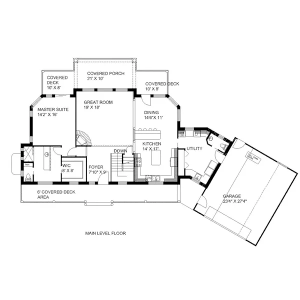 Ranch House Plan First Floor - Keeran Point Rustic Home 088D-0641 - Shop House Plans and More