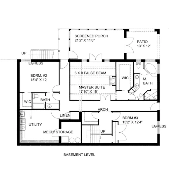 Traditional House Plan Lower Level Floor - Keladry European Home 088D-0643 - Shop House Plans and More