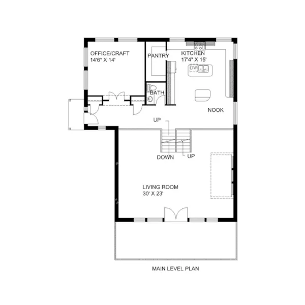 Ranch House Plan First Floor - Langer Ledge Vacation Home 088D-0644 - Shop House Plans and More