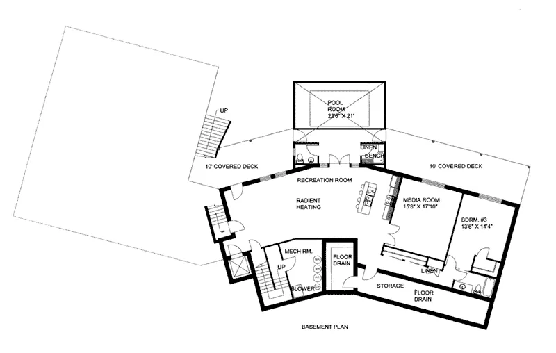 Mountain House Plan Lower Level Floor - 088D-0646 - Shop House Plans and More