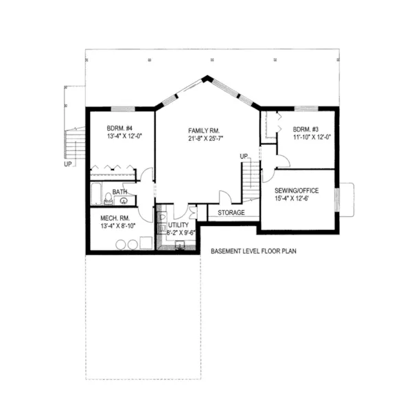 Ranch House Plan Lower Level Floor - Mendenhorn Ranch Home 088D-0648 - Shop House Plans and More