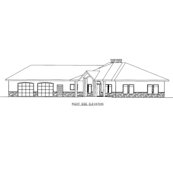 Ranch House Plan Right Elevation - Mendenhorn Ranch Home 088D-0648 - Shop House Plans and More