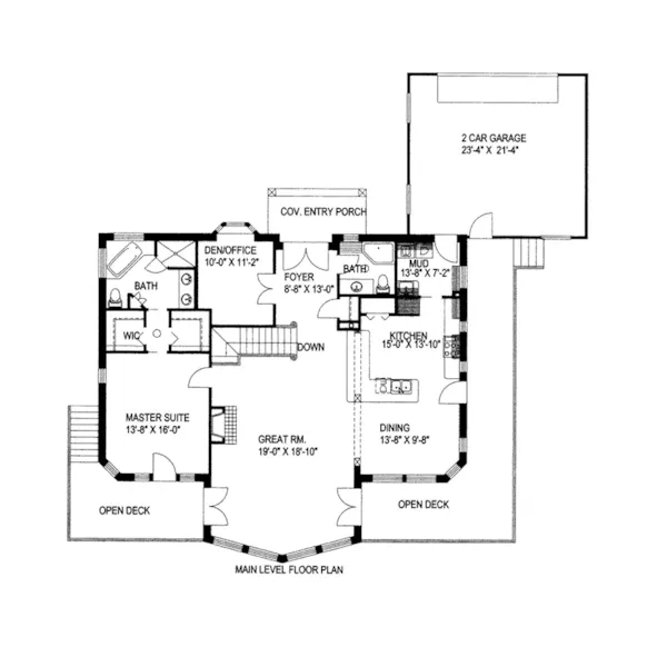 Ranch House Plan First Floor - Owlhaven Rustic Ranch Home 088D-0651 - Shop House Plans and More