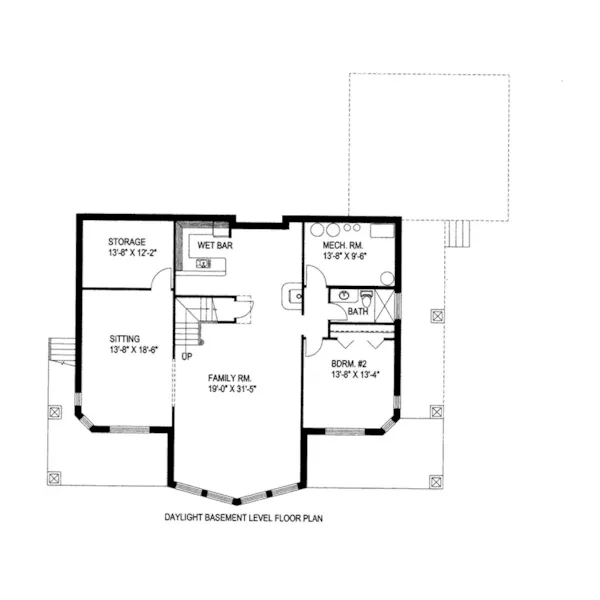 Ranch House Plan Lower Level Floor - Owlhaven Rustic Ranch Home 088D-0651 - Shop House Plans and More