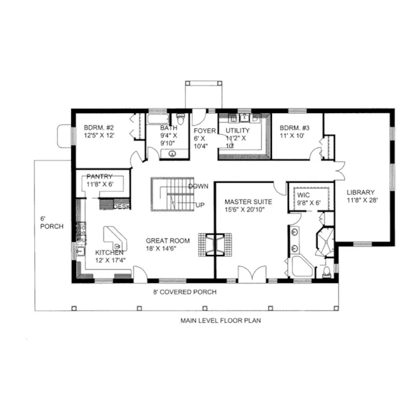 Craftsman House Plan First Floor - Rivers Bank Hillside Home 088D-0658 - Shop House Plans and More