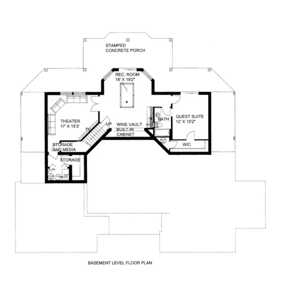 Luxury House Plan Lower Level Floor - Bella Falls Rustic Home 088D-0665 - Shop House Plans and More