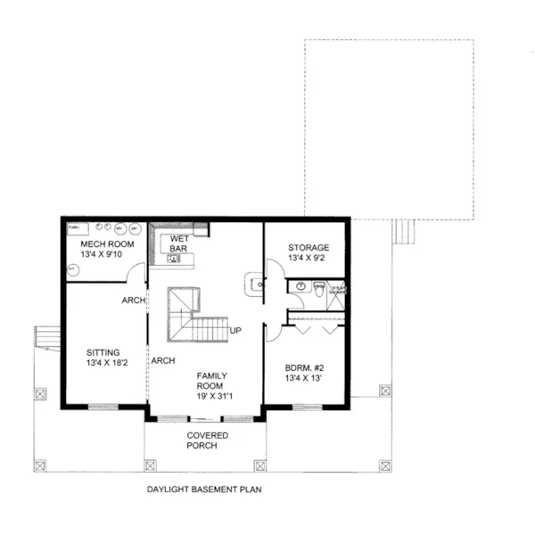 Ranch House Plan Lower Level Floor - Burrwood Ranch Home 088D-0667 - Shop House Plans and More