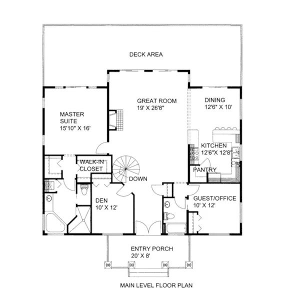 Rustic House Plan First Floor - Mt. Moran Craftsman Home 088D-0719 - Shop House Plans and More