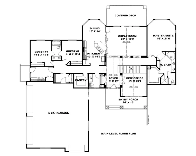 Vacation House Plan First Floor - Nevin Hill Ranch Home 088D-0724 - Shop House Plans and More