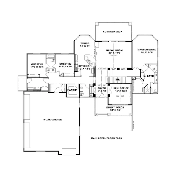 Vacation House Plan First Floor - Nevin Hill Ranch Home 088D-0724 - Shop House Plans and More