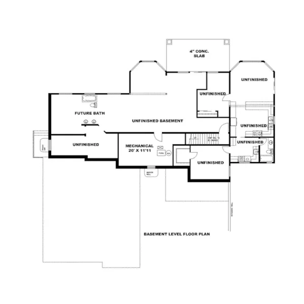 Vacation House Plan Lower Level Floor - Nevin Hill Ranch Home 088D-0724 - Shop House Plans and More