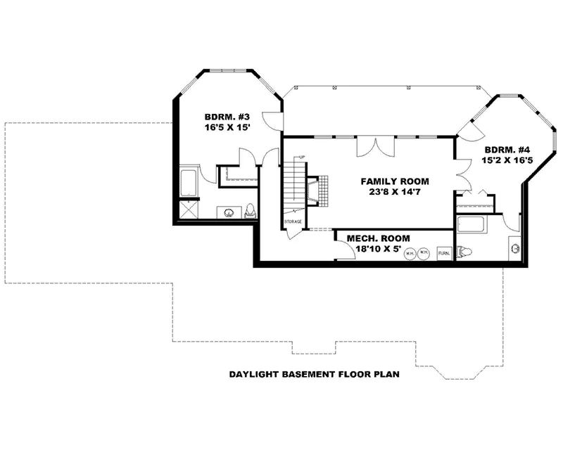 Victorian House Plan Lower Level Floor - Parker Lake European Home 088D-0733 - Shop House Plans and More
