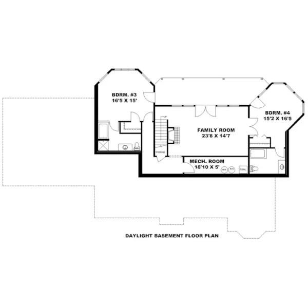 Victorian House Plan Lower Level Floor - Parker Lake European Home 088D-0733 - Shop House Plans and More