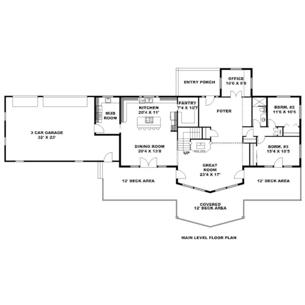 Ranch House Plan First Floor - Patterson Country Home 088D-0734 - Shop House Plans and More