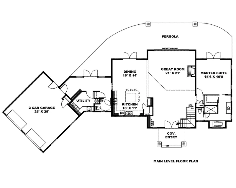 Ranch House Plan First Floor - Rossman Craftsman Home 088D-0736 - Shop House Plans and More