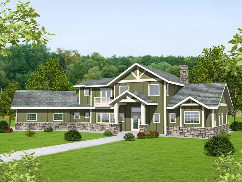 Traditional House Plan Front of Home - Rossman Craftsman Home 088D-0736 - Shop House Plans and More