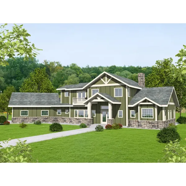 Ranch House Plan Front of Home - Rossman Craftsman Home 088D-0736 - Shop House Plans and More