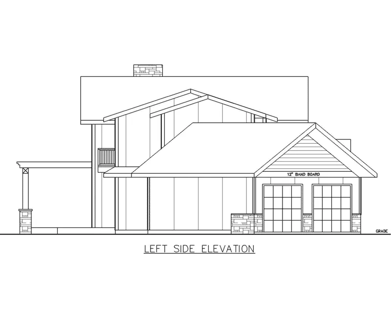 Ranch House Plan Left Elevation - Rossman Craftsman Home 088D-0736 - Shop House Plans and More