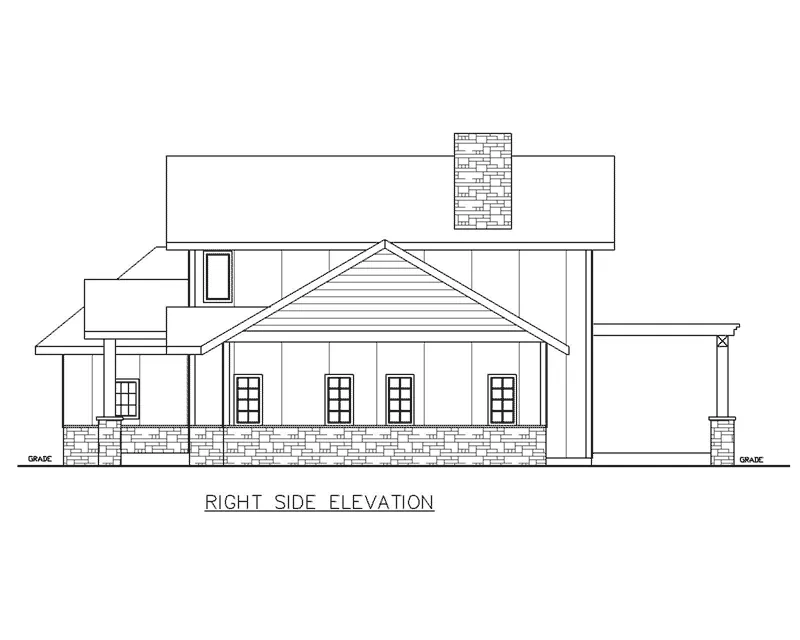 Traditional House Plan Right Elevation - Rossman Craftsman Home 088D-0736 - Shop House Plans and More