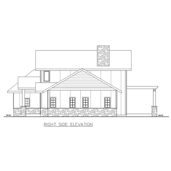 Ranch House Plan Right Elevation - Rossman Craftsman Home 088D-0736 - Shop House Plans and More