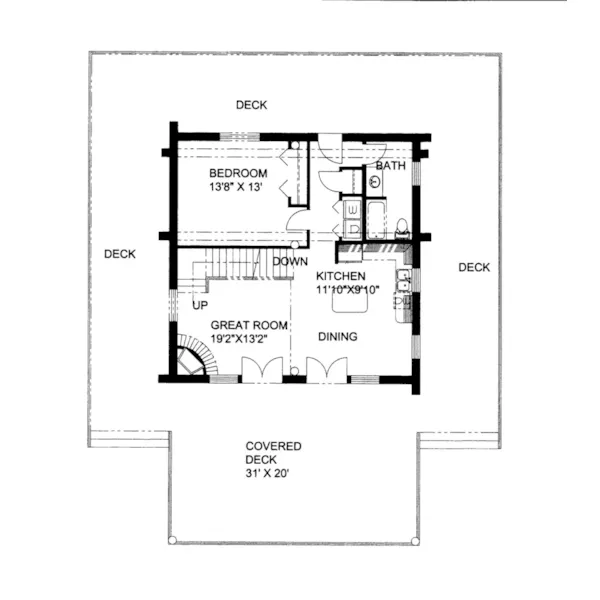 Log House Plan First Floor - 088D-0738 | House Plans and More