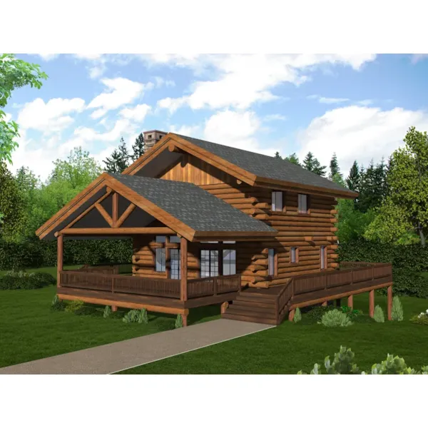 Log House Plan Front of Home - 088D-0738 | House Plans and More