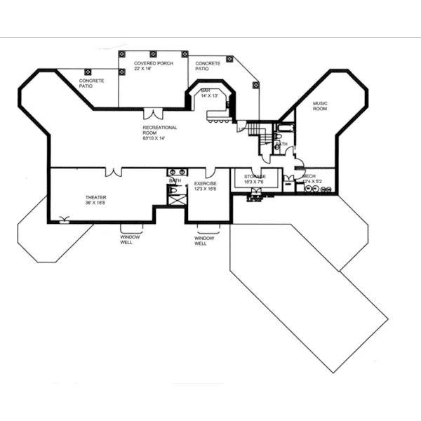 Sunbelt House Plan Lower Level Floor - Hannon Place Luxury Home 088D-0741 - Shop House Plans and More