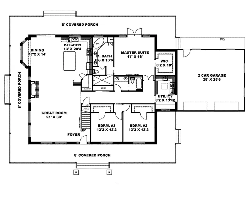 Farmhouse Plan First Floor - Rosenblum Country Home 088D-0746 - Shop House Plans and More