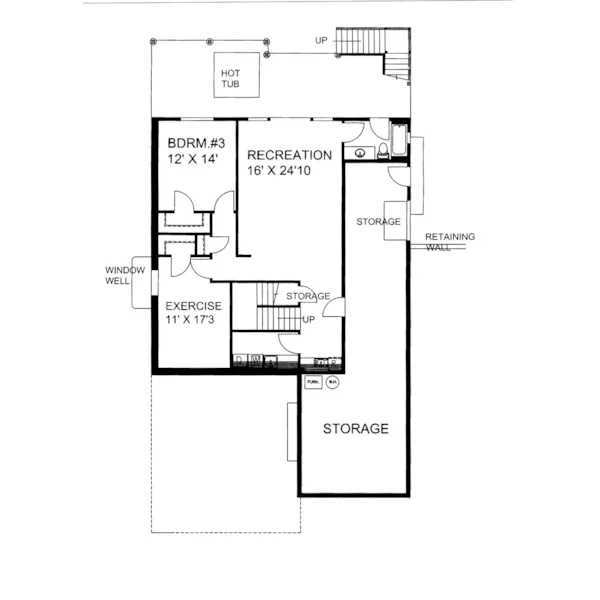 Lower Level Floor - Barker Bend Craftsman Home 088D-0800 - Shop House Plans and More