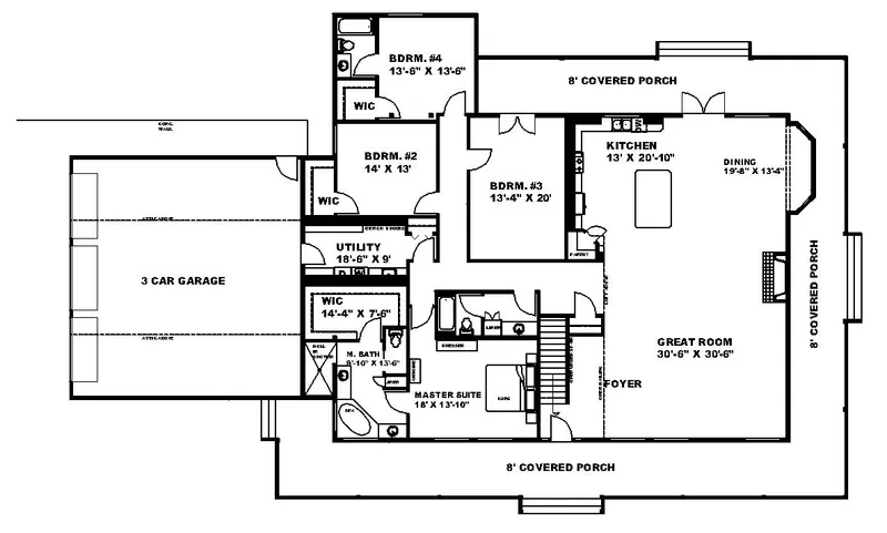 Craftsman House Plan First Floor - 088D-0815 | House Plans and More