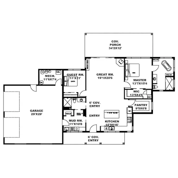 Contemporary House Plan First Floor - 088D-0833 - Shop House Plans and More